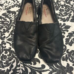 BOBS from Skechers Memory Foam Black Suede Slip-On Shoes